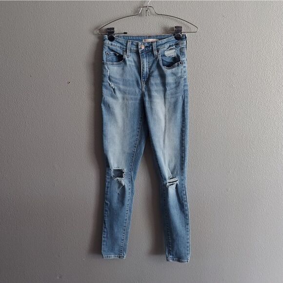 Levis 721 High Rise Distressed Skinny Jeans Size 26 - Picture 1 of 4
